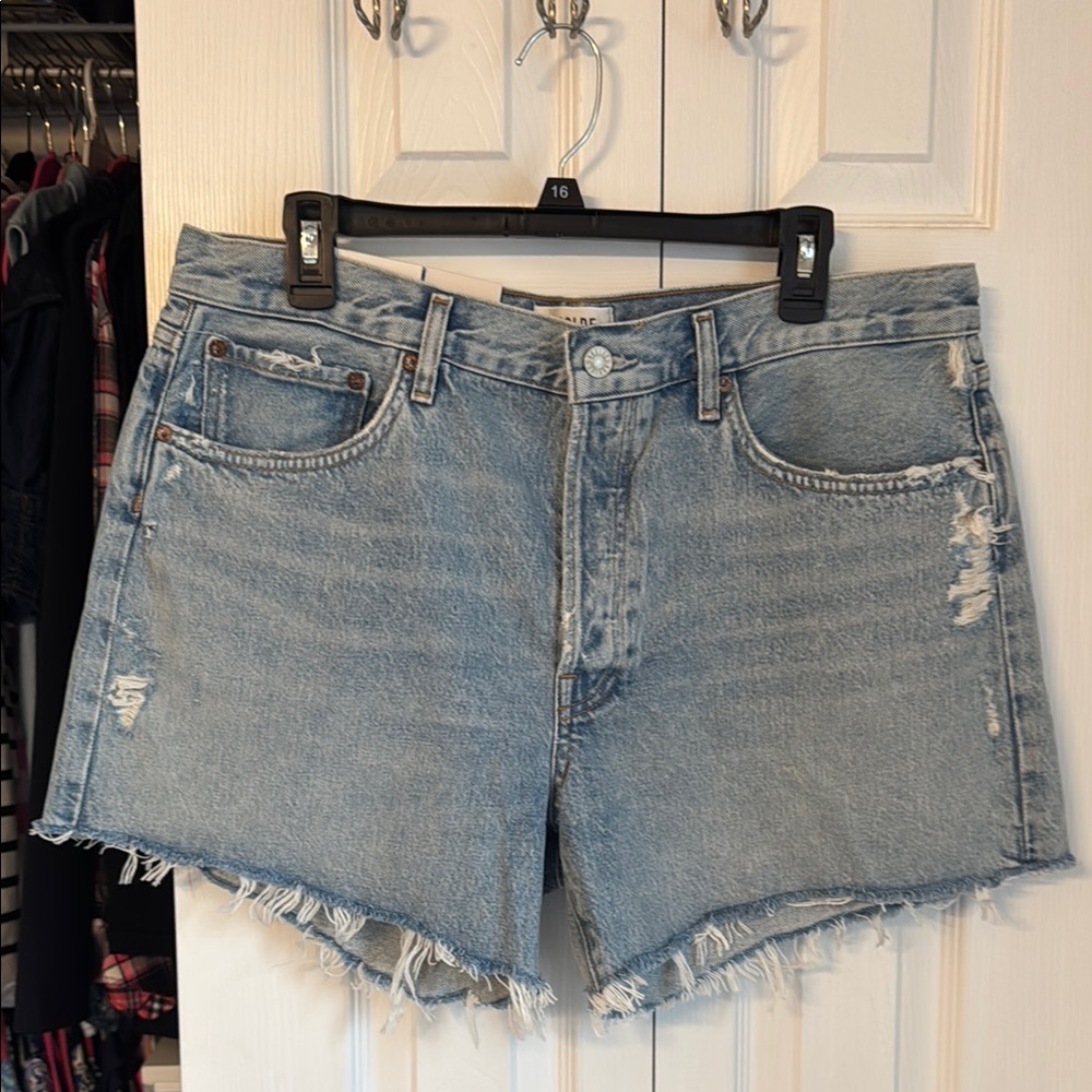 Agolde Parker Light Blue Distressed Jean Shorts in 32